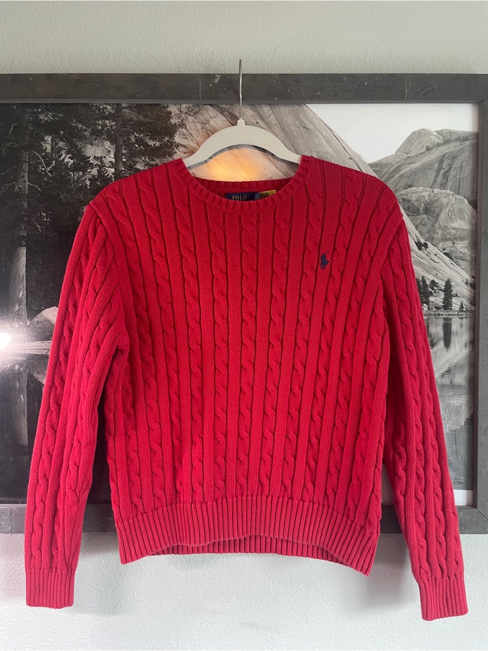 Polo by Ralph Lauren Red Cable-Knit Crewneck Sweater
